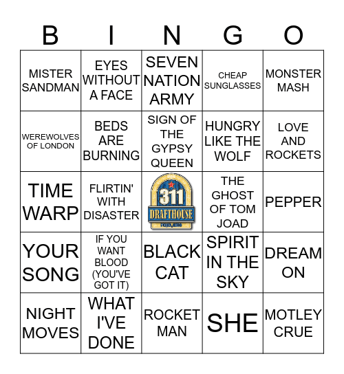 311 DRAFTHOUSE MUSIC Bingo Card