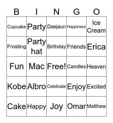 Birthday Bingo Card