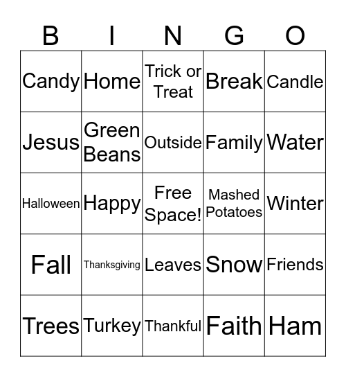 Covenant Care  Bingo Card