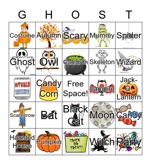 Halloween Bingo!  Bingo Card