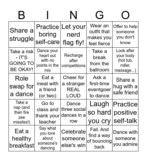 SCC Happy Dancer Bingo Card