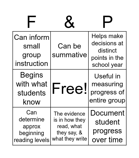 Interval Assessments  Bingo Card