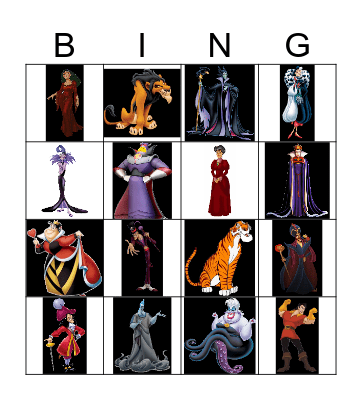 Disney Villains Bingo Card