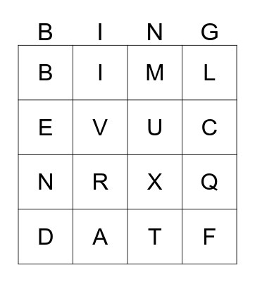 Letter Sounds Bingo Card