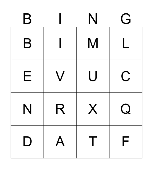 Letter Sounds Bingo Card