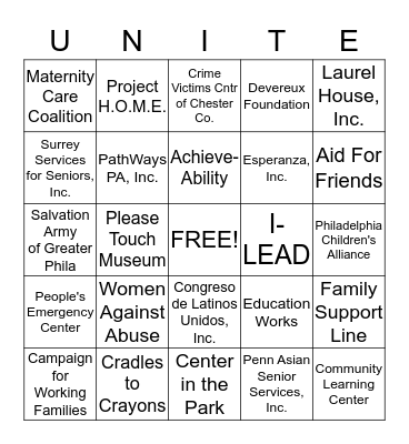 United Way Bingo Card