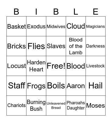 MOSES Bingo Card