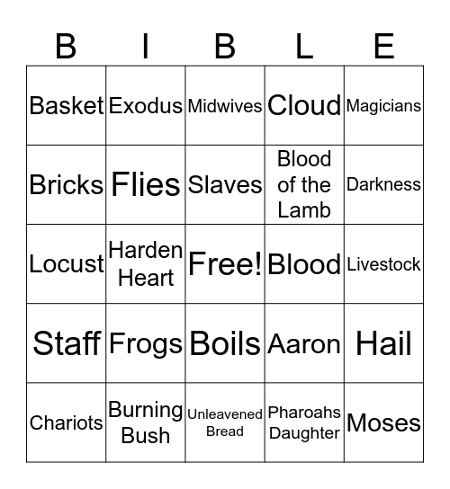 MOSES Bingo Card