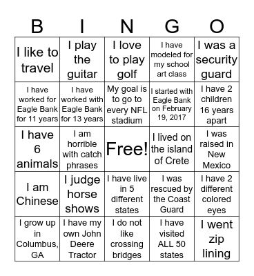 EAGLE BINGO Card