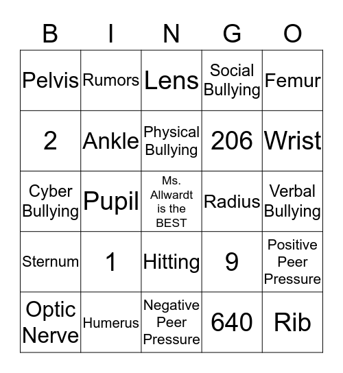 HEALTH REVIEW Bingo Card