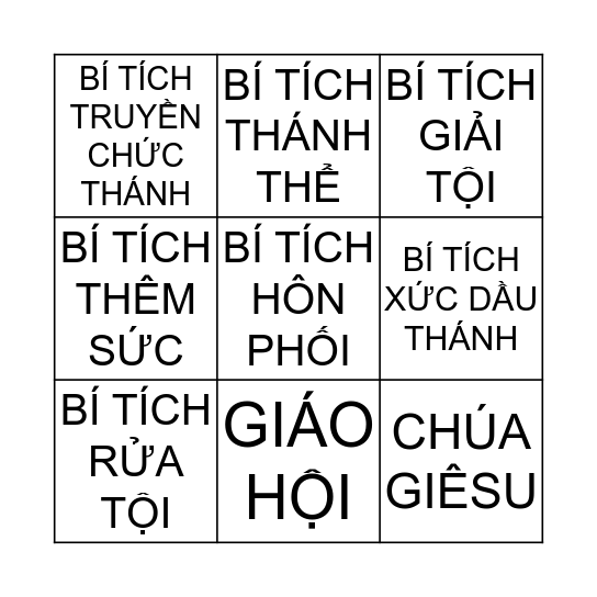 BẢY PHÉP BÍ TÍCH Bingo Card