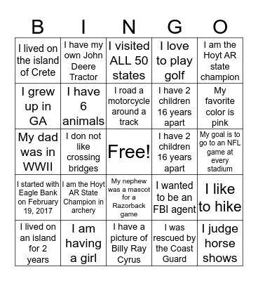 EAGLE BINGO Card