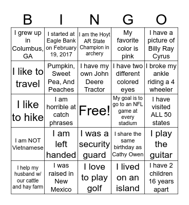 EAGLE BINGO Card