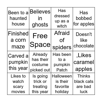 Halloween Bingo Card