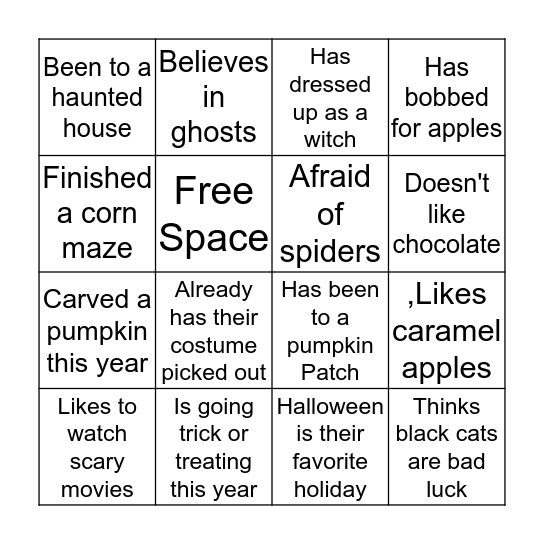 Halloween Bingo Card