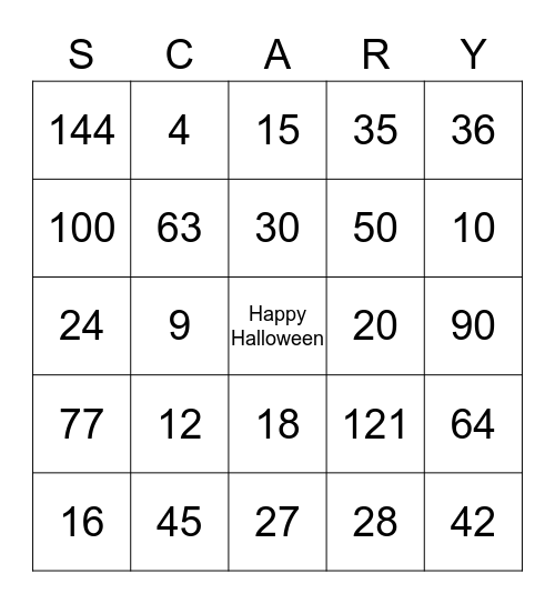 Halloween Bingo Card