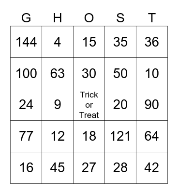 Halloween Bingo Card