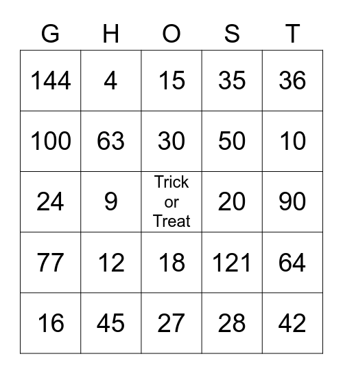 Halloween Bingo Card