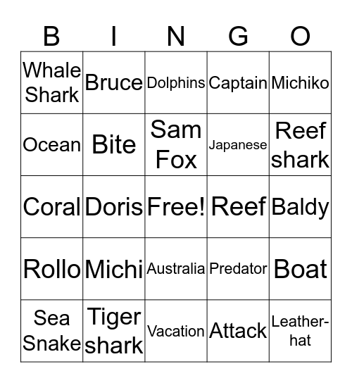 SHARK BAIT! Bingo Card