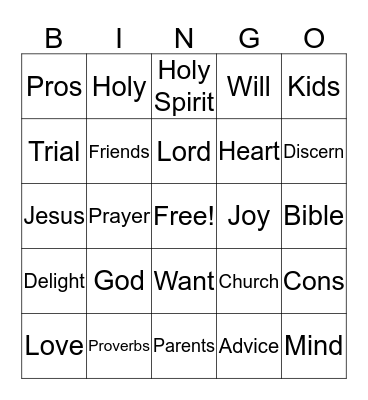 Proverbs Bingo Card