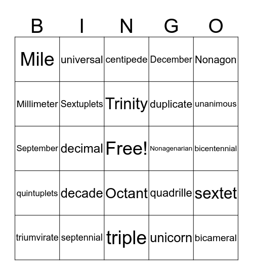 Lesson 3 Bingo Card