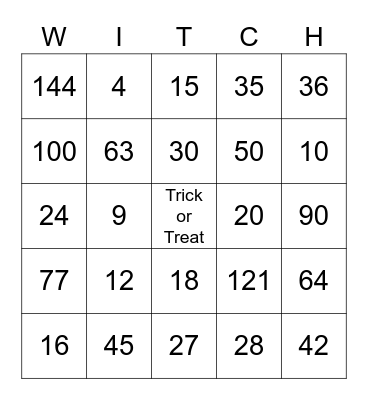 Halloween Bingo Card