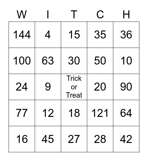 Halloween Bingo Card