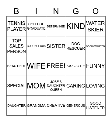 JUDI'S 70TH BIRTHDAY BINGO Card