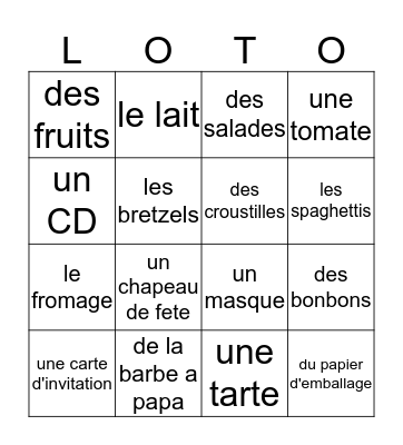 Au magasin Bingo Card