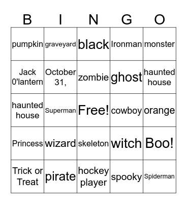 Halloween Bingo Card