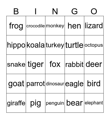 Phonics A  Bingo Card