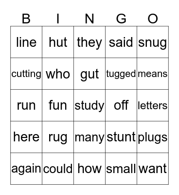 Spelling/Sight Words 2.4 Bingo Card