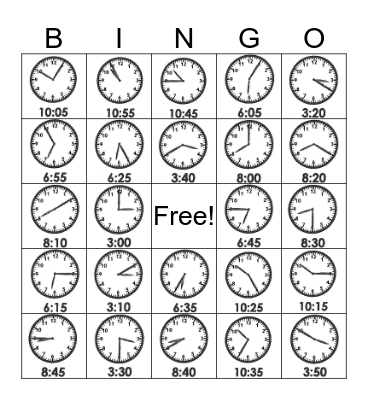 TIME UPON TIME Bingo Card