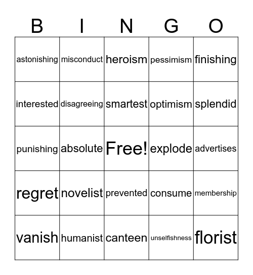 REWARDS LESSON #7 Bingo Card