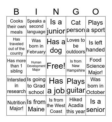 KON Ice Breaker Bingo Card