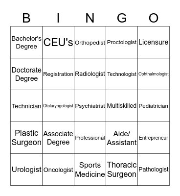 Chapter 3- Careers Bingo Card