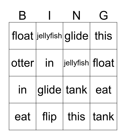 The Aquarium Bingo Card