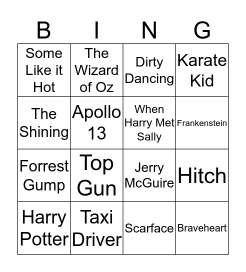 Film Quotes Bingo! Bingo Card