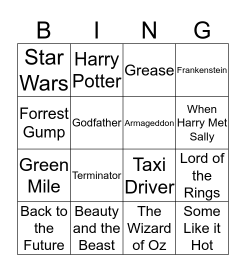 Film Quotes Bingo! Bingo Card