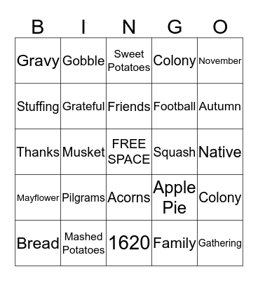 Thanksgiving Bingo Card