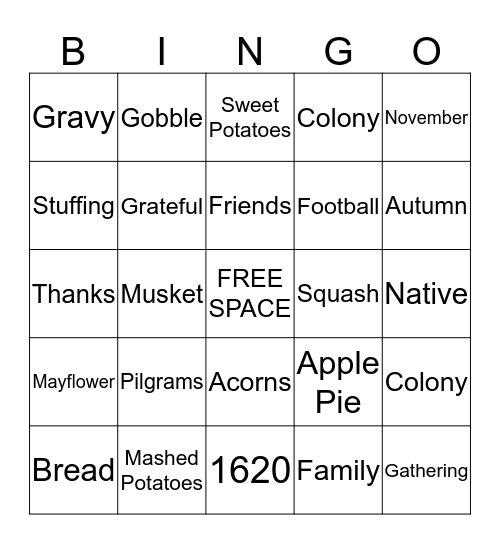 Thanksgiving Bingo Card