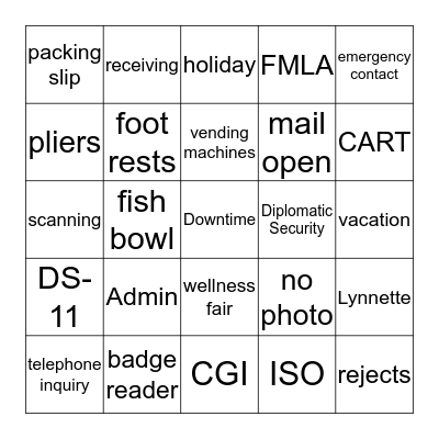 Passport Bingo Card