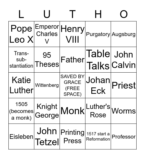 Reformation Bingo! Bingo Card