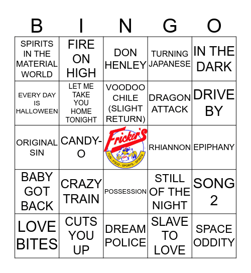 FRICKIN' MUSIC Bingo Card