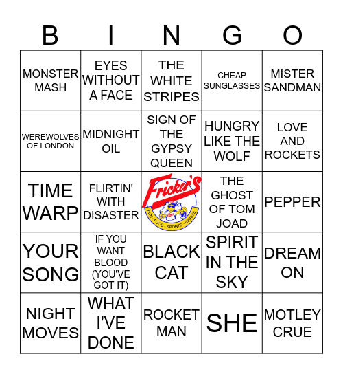FRICKIN' MUSIC Bingo Card