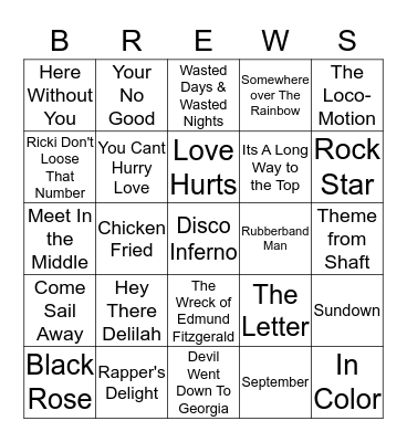 Boondocks Brews, Beats & Bingo Card