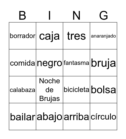 VOCABULARIO Bingo Card