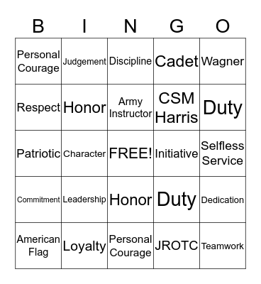 JROTC BINGO Card