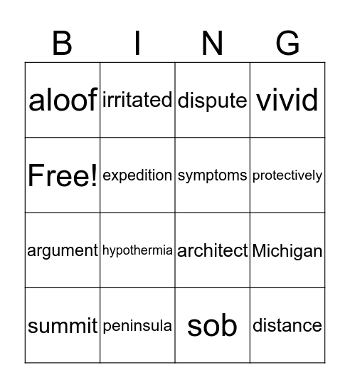 Blizzard Night Bingo Card