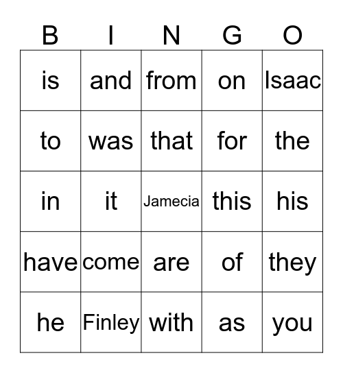 Happy Fall, Finley, Isaac, and Jamecia!!! Bingo Card